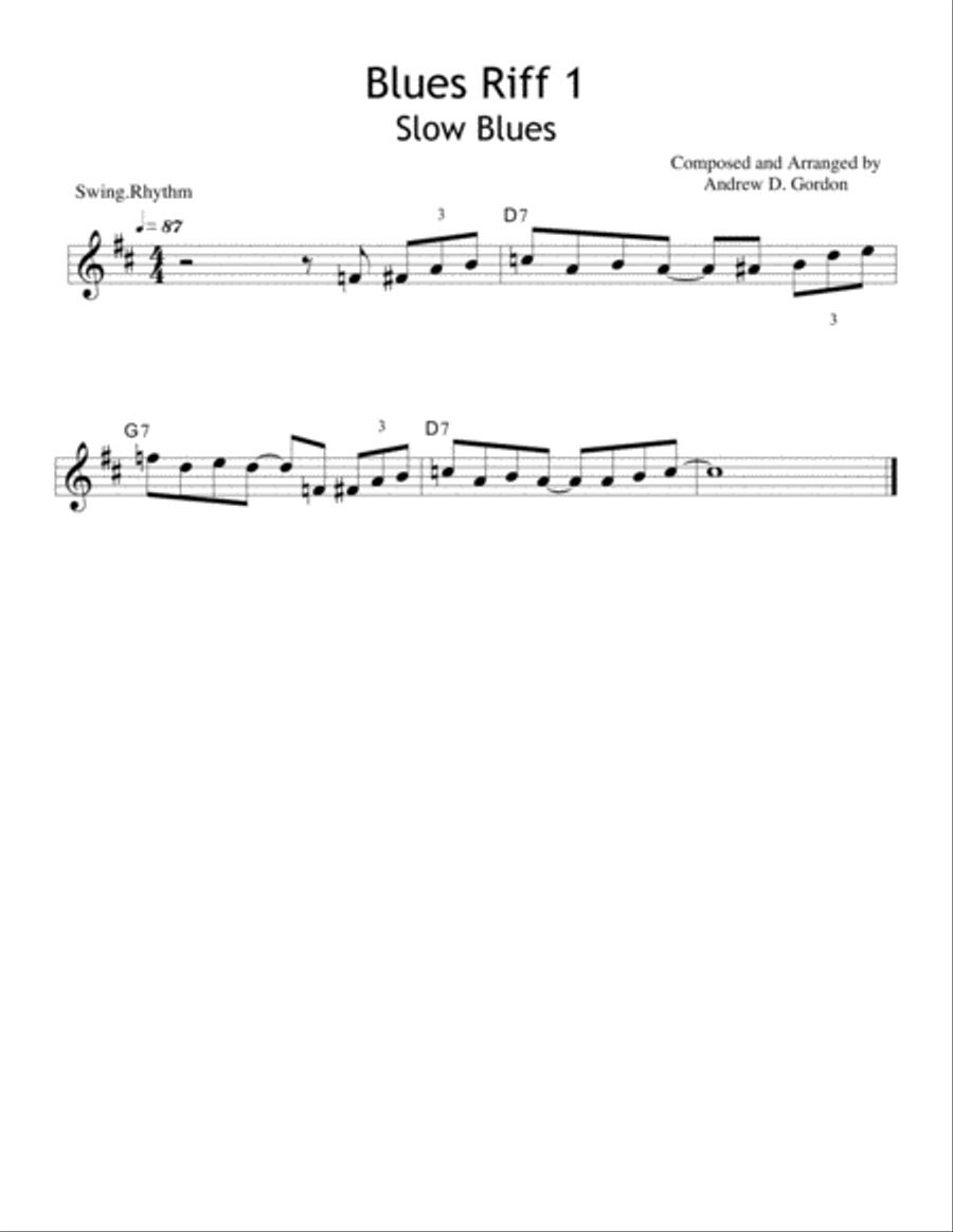 Beginner Blues Lesson 1 for Tenor Sax Tenor Saxophone scores gallery preview page 1