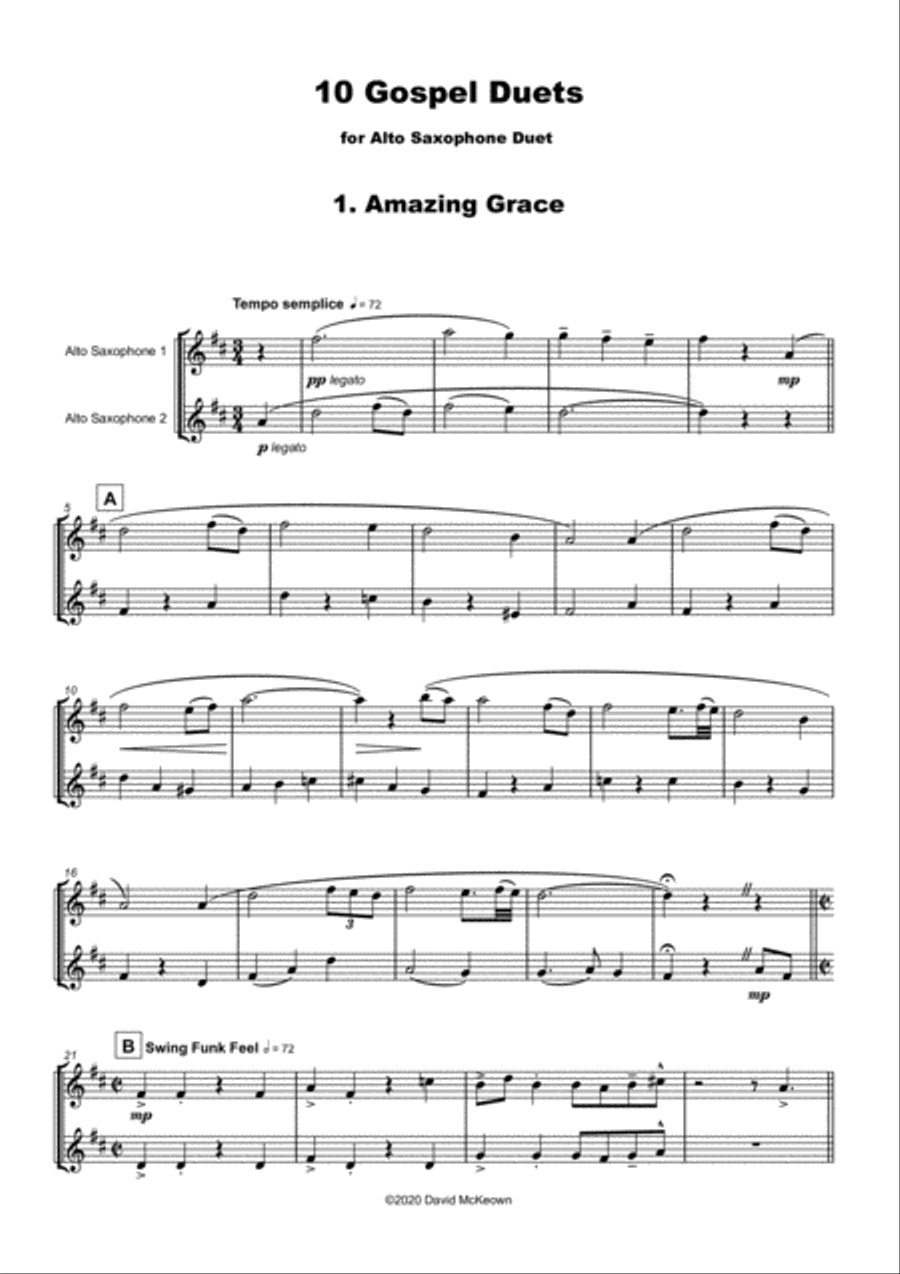 10 Gospel Duets for Alto Saxophone Woodwind Duet scores gallery preview page 3