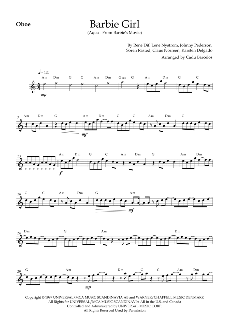Barbie Girl Piano scores gallery preview page 1