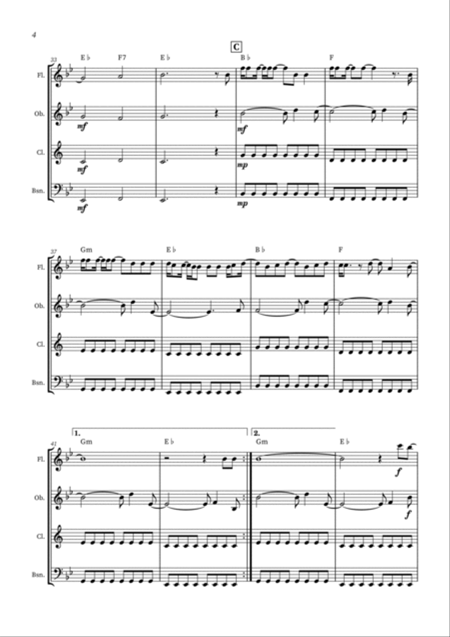 All Too Well Woodwind Quartet scores gallery preview page 4