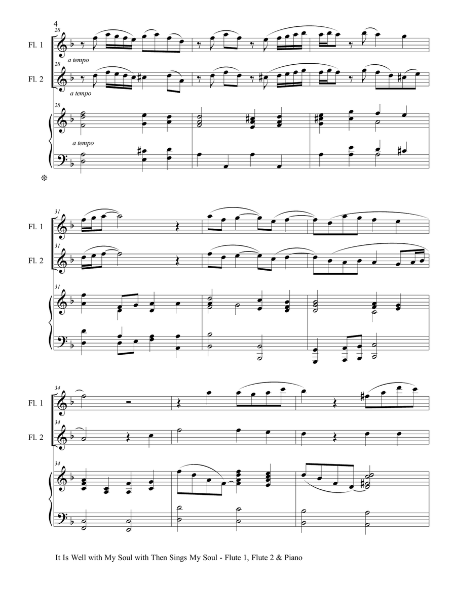 IT IS WELL WITH MY SOUL with THEN SINGS MY SOUL (Trio – Flute 1 & Flute 2 with Piano) Score and Part