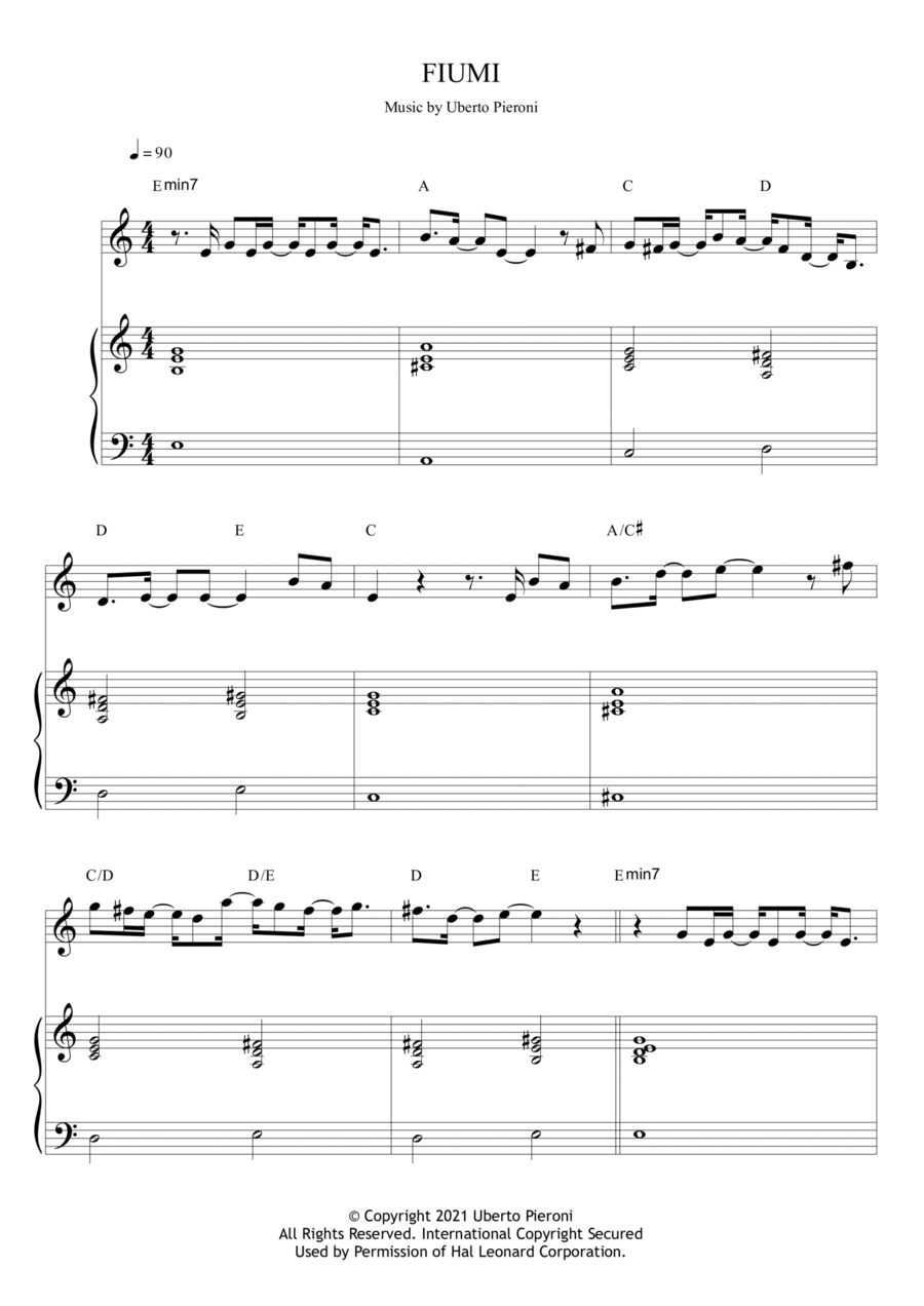 Fiumi Piano, Vocal, Guitar scores gallery preview page 1
