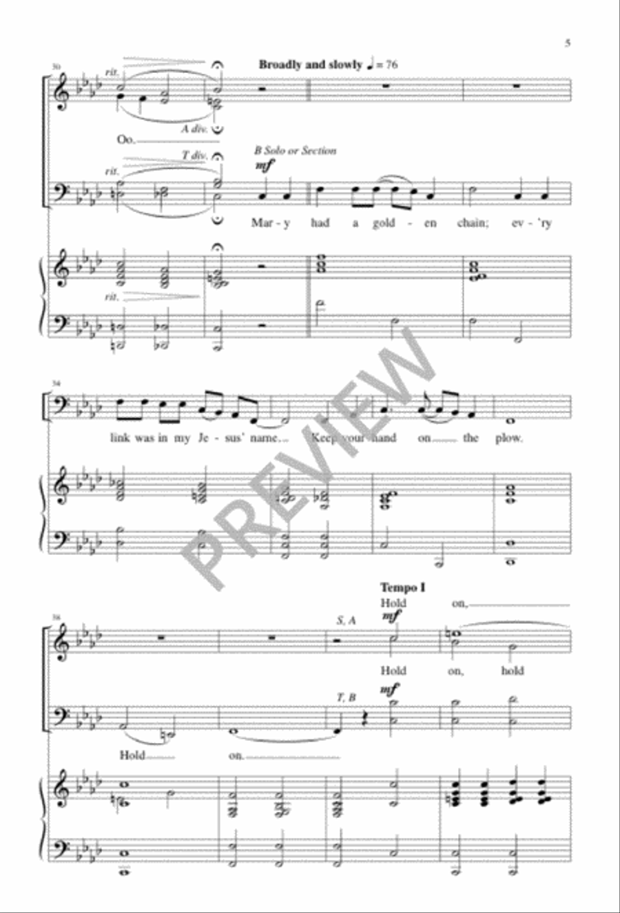 Hold On - SATB edition Hold On - SATB edition 4-Part scores gallery preview page 5
