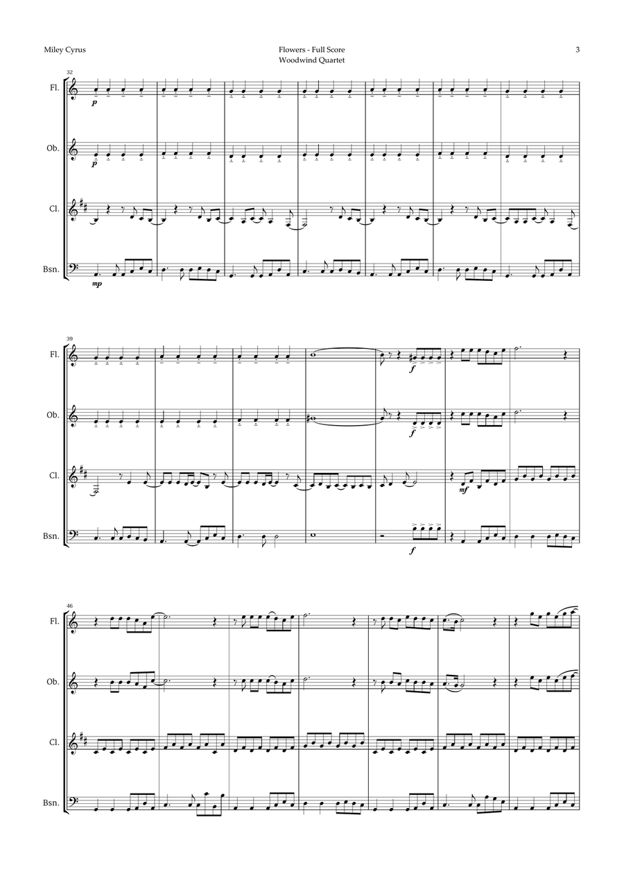 Flowers Woodwind Quartet scores gallery preview page 3