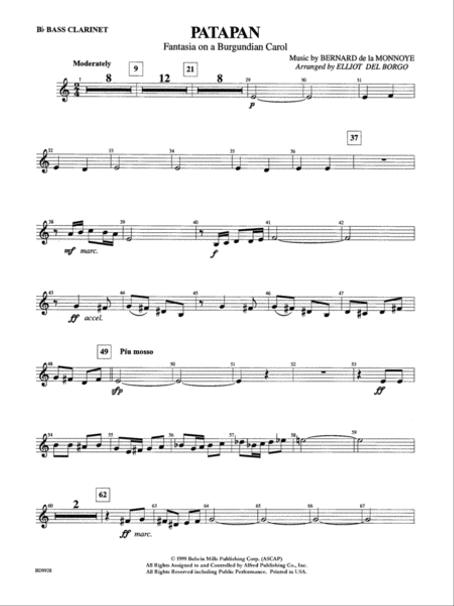 Patapan: B-flat Bass Clarinet Concert Band scores gallery preview page 1