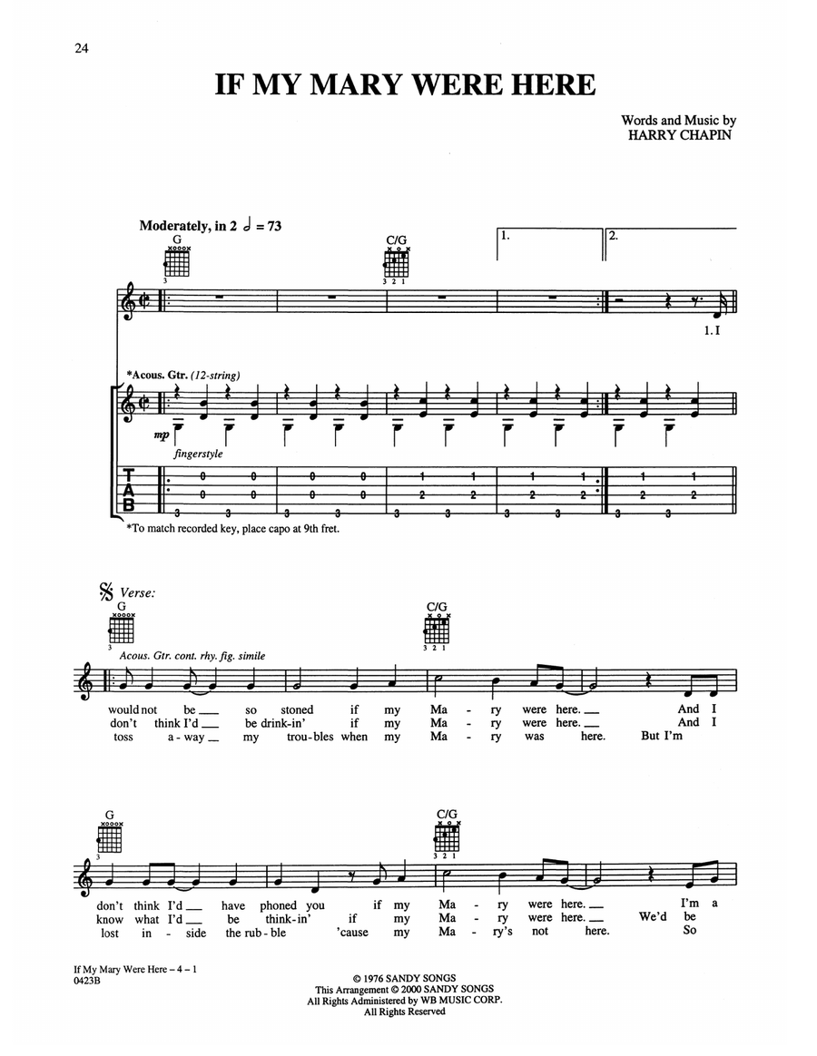 If My Mary Were Here Acoustic Guitar scores gallery preview page 1