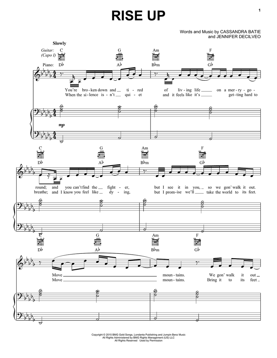 Rise Up Rise Up Piano, Vocal scores gallery preview page 1