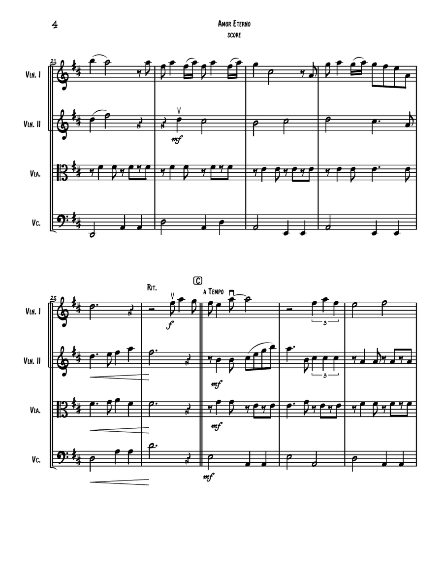 Amor Eterno (el Mas Triste Recuerdo) String Quartet scores gallery preview page 5