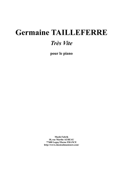 Germaine Tailleferre - Très Vite for piano