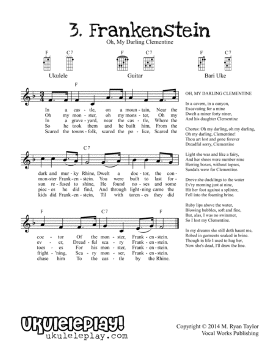 Two Chord Camp Songs for Ukulele: Silly, Crazy, Fun Songs for Group Singing Small Ensemble scores gallery preview page 4