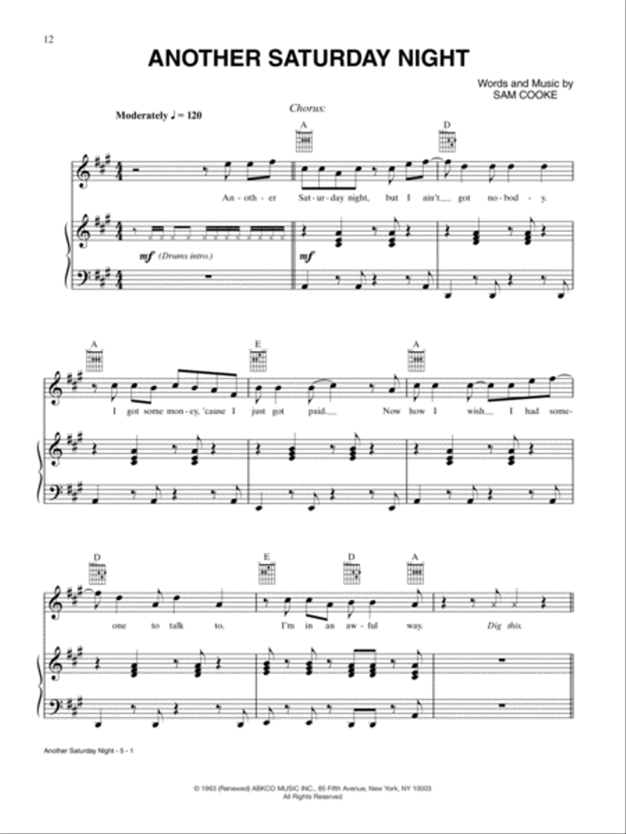 Another Saturday Night Piano, Vocal, Guitar scores gallery preview page 1