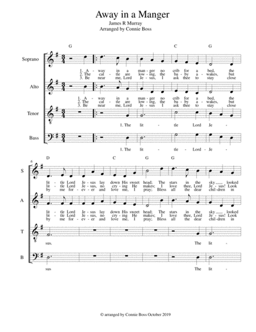 Away in a Manger - voice SATB A Cappella image number null