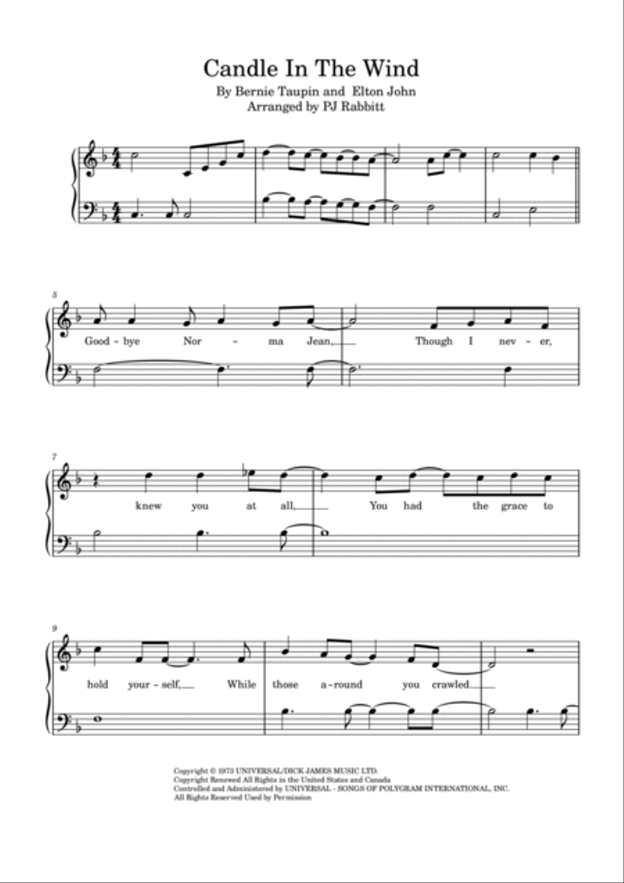 Candle In The Wind Candle In The Wind Piano Solo scores gallery preview page 2