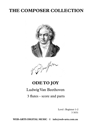 ODE TO JOY from 9th Symphony Easy arrangement for 3 flutes (3 3031) - BEETHOVEN +