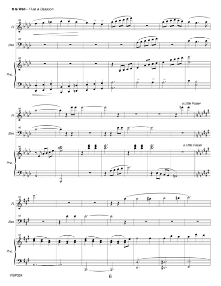 IT IS WELL WITH MY SOUL - FLUTE and BASSOON with Piano Accompaniment Woodwind Duet scores gallery preview page 6