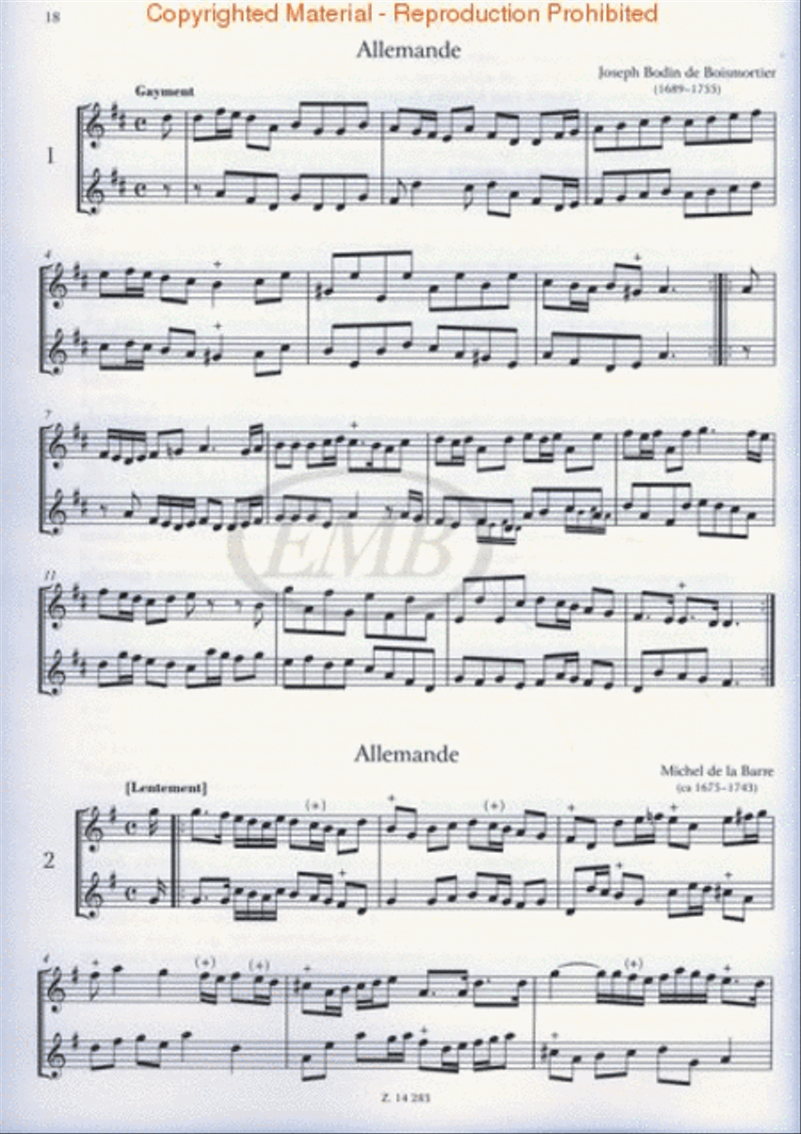 Baroque Dances for Two Descant Recorders or Two Oboes or Two Violins Flute scores gallery preview page 3