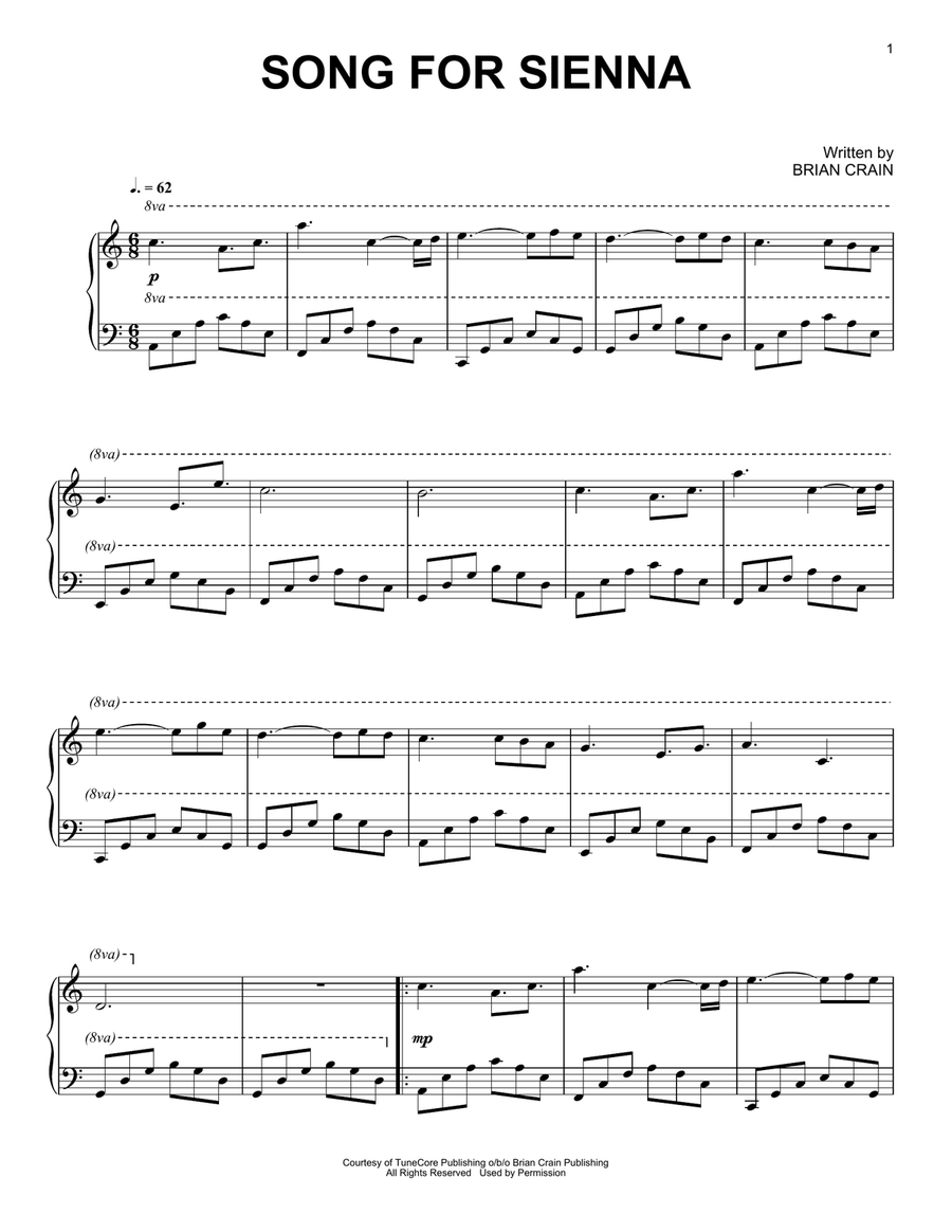 Song For Sienna Piano Solo scores gallery preview page 1