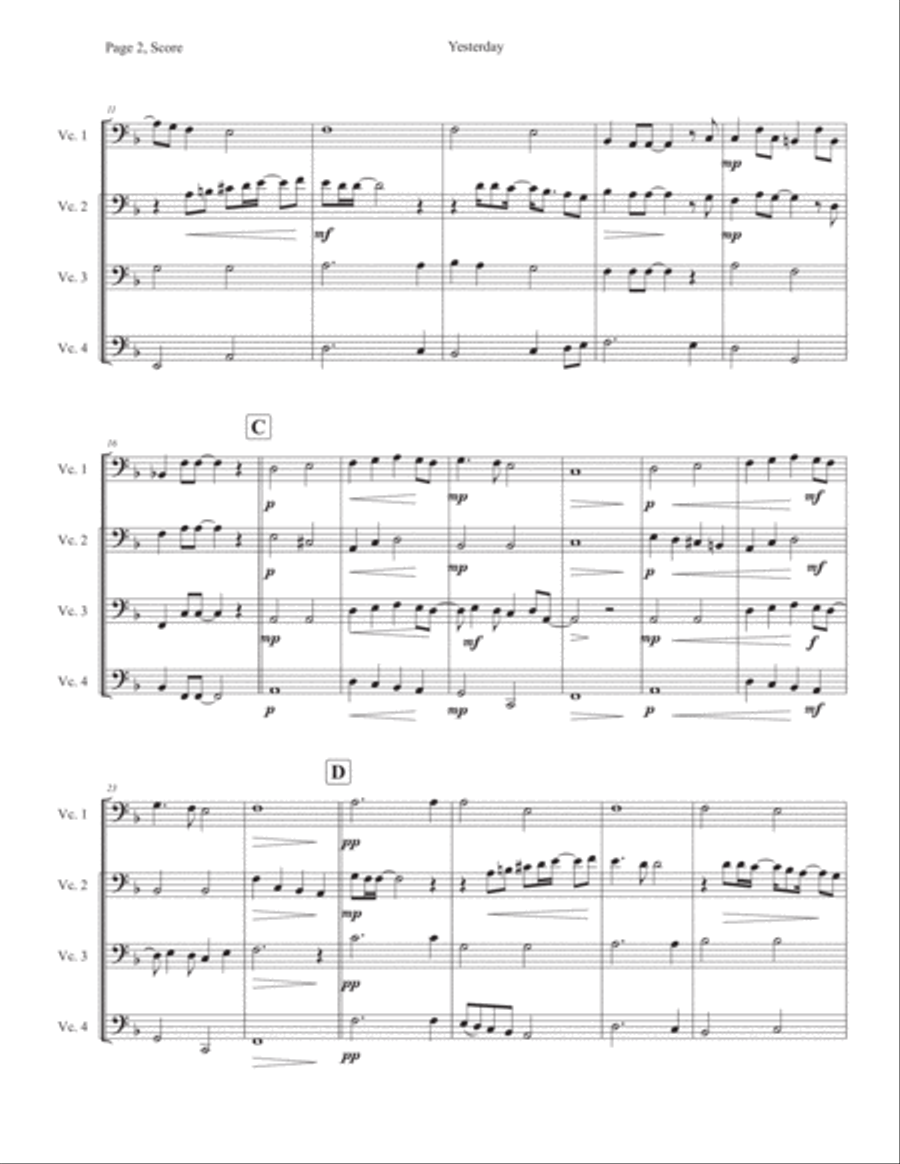 Yesterday Yesterday String Quartet scores gallery preview page 2