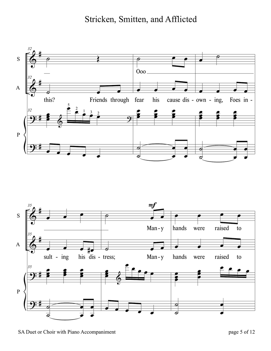 Stricken, Smitten, and Afflicted (for SA Choir with Piano accompaniment) SA scores gallery preview page 5