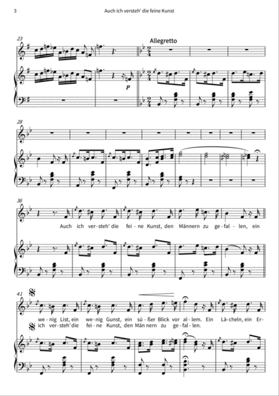Auch ich versteh' die feine Kunst Voice Solo scores gallery preview page 5