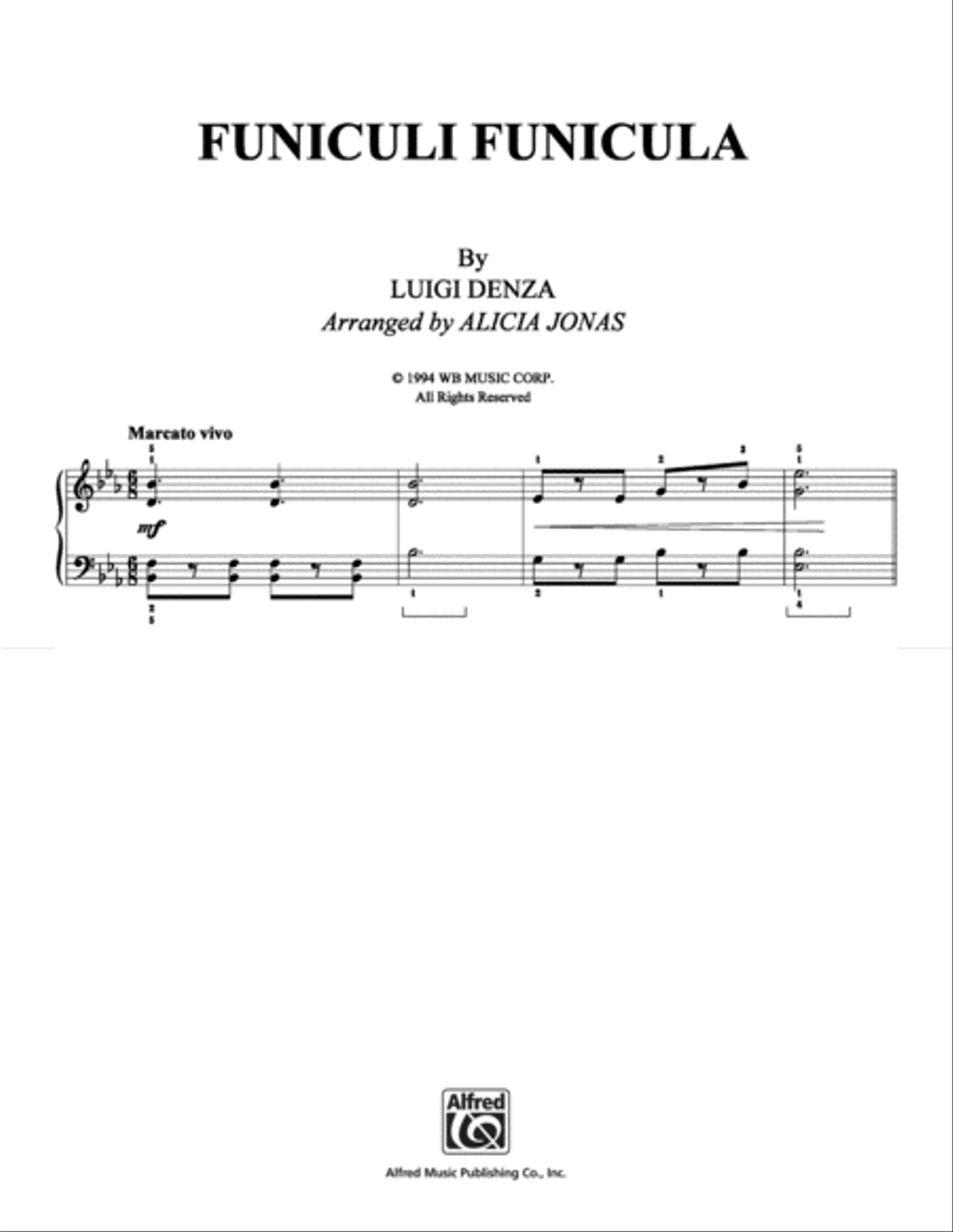 Funiculi Funicula Piano Solo scores gallery preview page 1