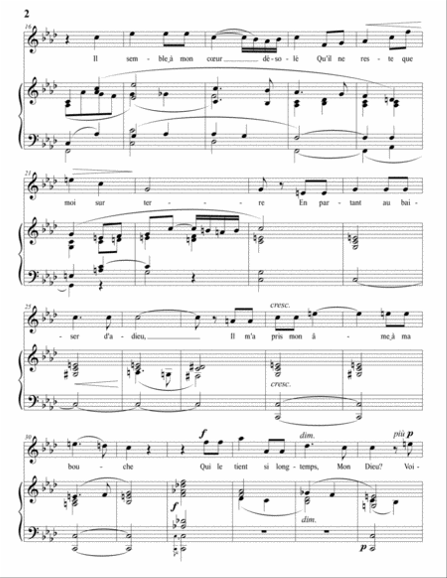 DUPARC: Au pays où se fait la guerre (transposed to F minor) Voice scores gallery preview page 3