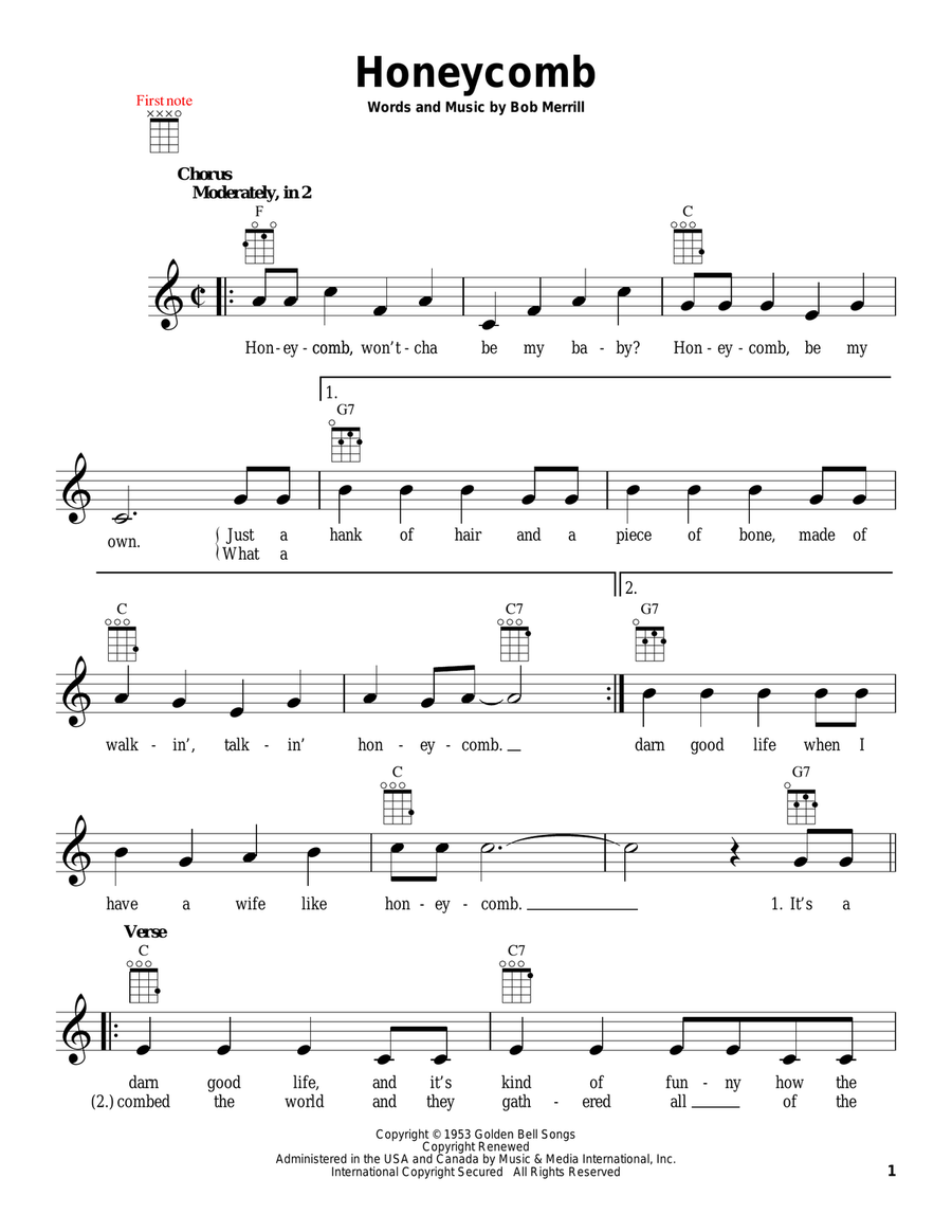 Honeycomb Honeycomb Ukulele scores gallery preview page 1