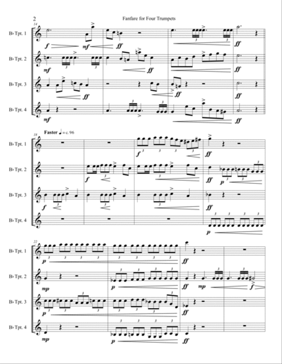 Fanfare for Four Trumpets Trumpet Solo scores gallery preview page 4