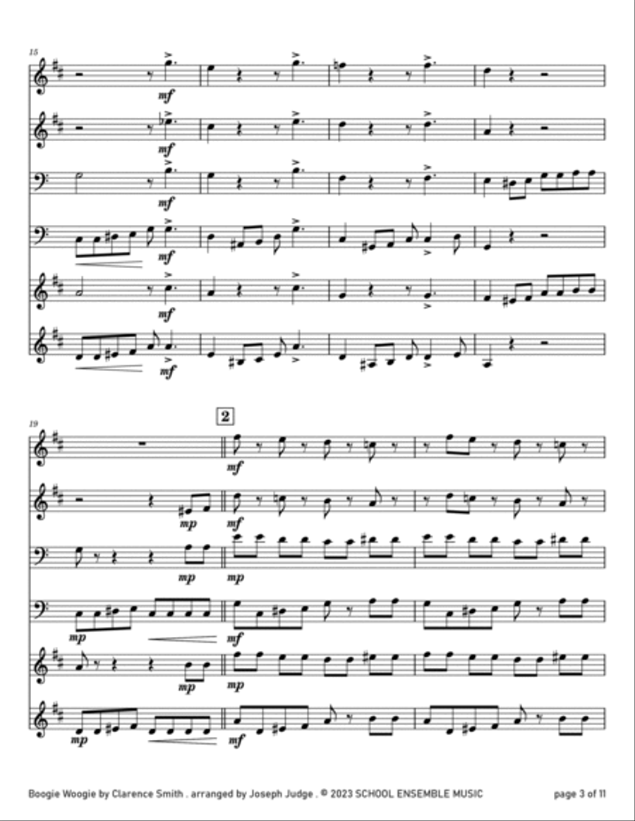 Boogie Woogie by Smith for Brass Quartet in Schools Brass Quartet scores gallery preview page 3