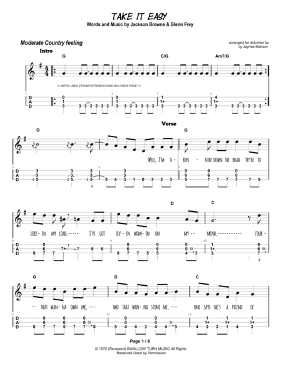 Take It Easy Dulcimer scores gallery preview page 2