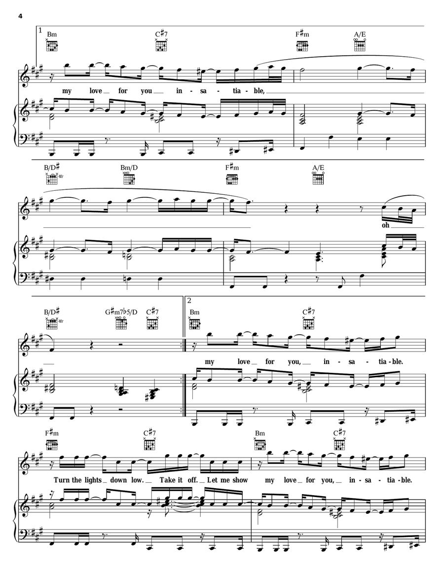 Insatiable Piano, Vocal, Guitar scores gallery preview page 4