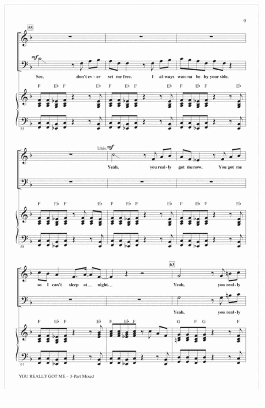 You Really Got Me (arr. Mac Huff) 3-Part scores gallery preview page 7