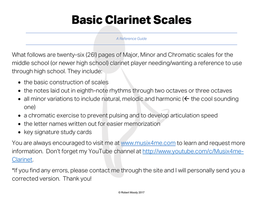 Basic Clarinet Scales Concert Band - Digital Sheet Music