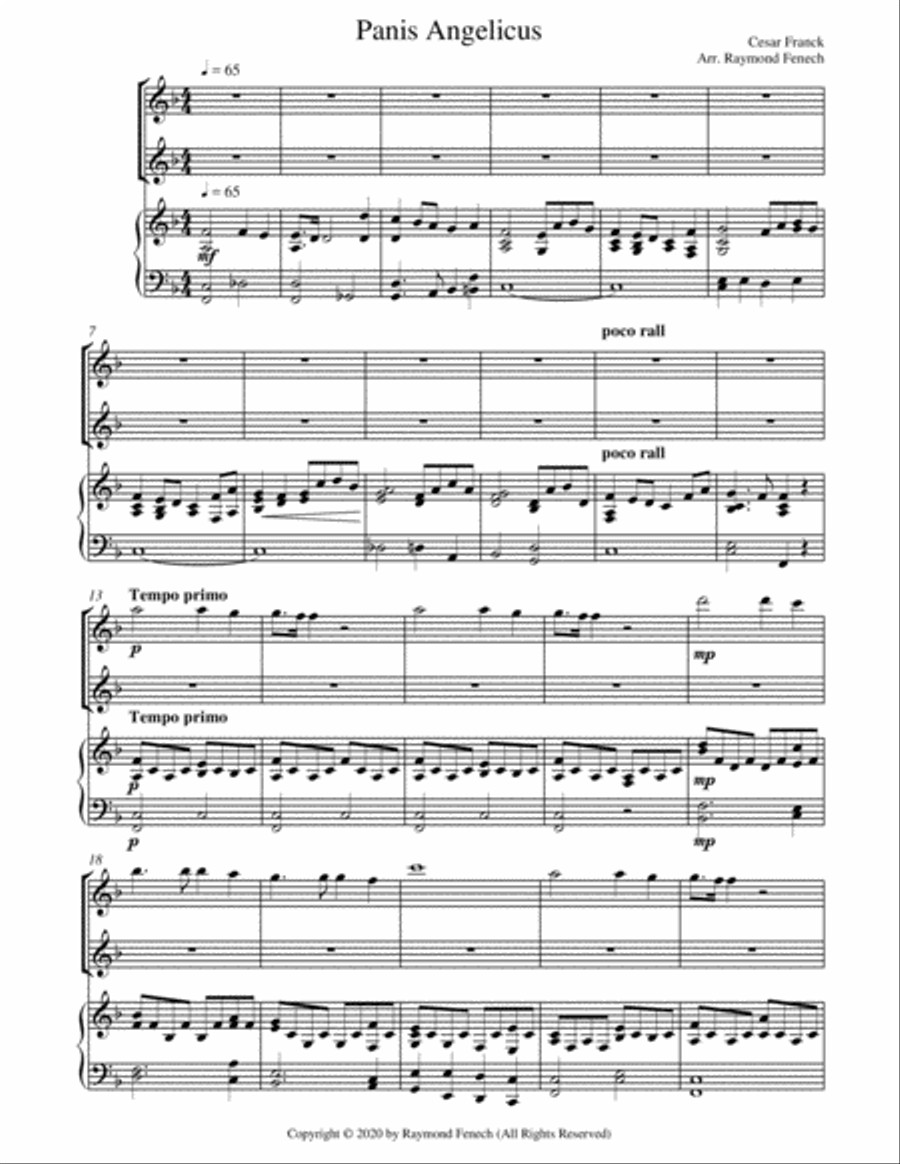 Panis Angelicus - 2 Flutes and Piano Flute Duet scores gallery preview page 4