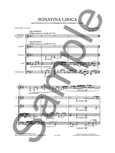 Bacri Sonatina Lirica Op.108 No1b Divers Quintet Book