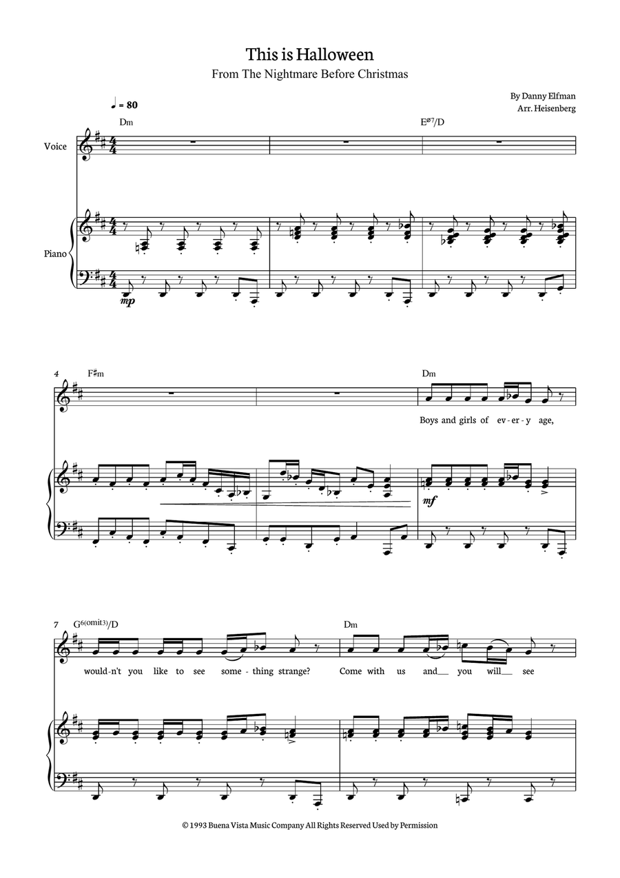 This Is Halloween Piano, Vocal scores gallery preview page 1