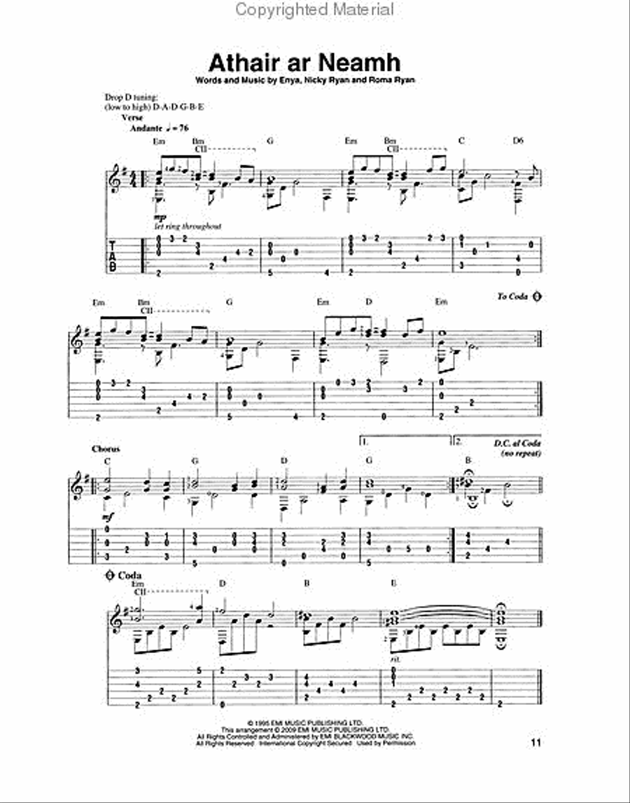 Fingerpicking Enya Electric Guitar scores gallery preview page 3