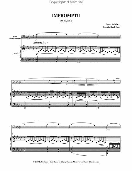 Impromptu, Opus 90, No. 3 for Tuba or Bass Trombone & Piano