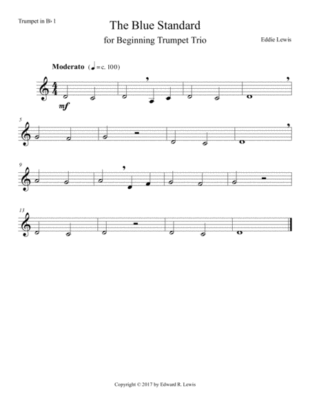 The Blue Standard for Beginner Trumpet Trio by Eddie Lewis image number null