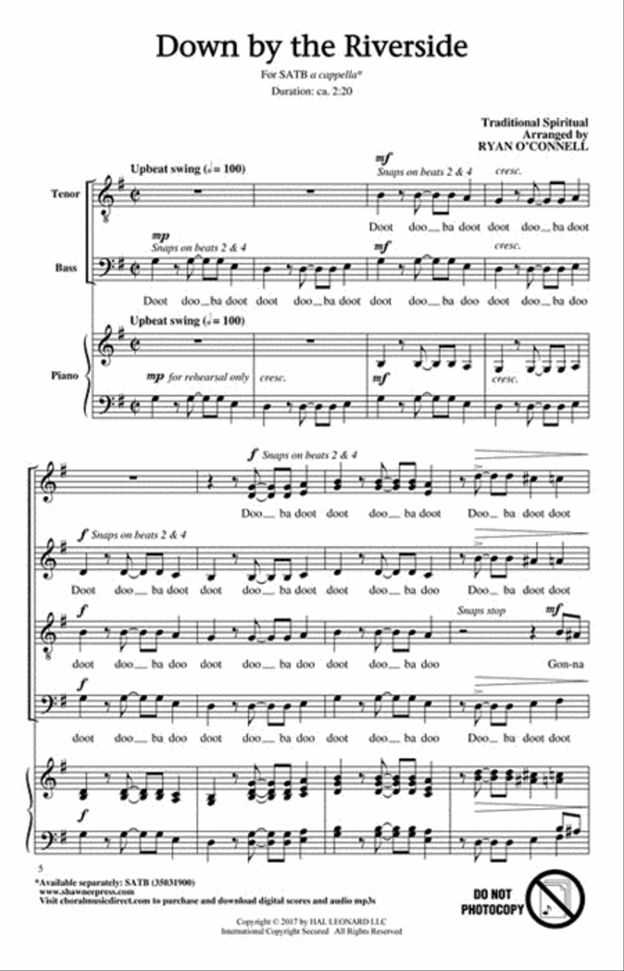Down by the Riverside 4-Part scores gallery preview page 2