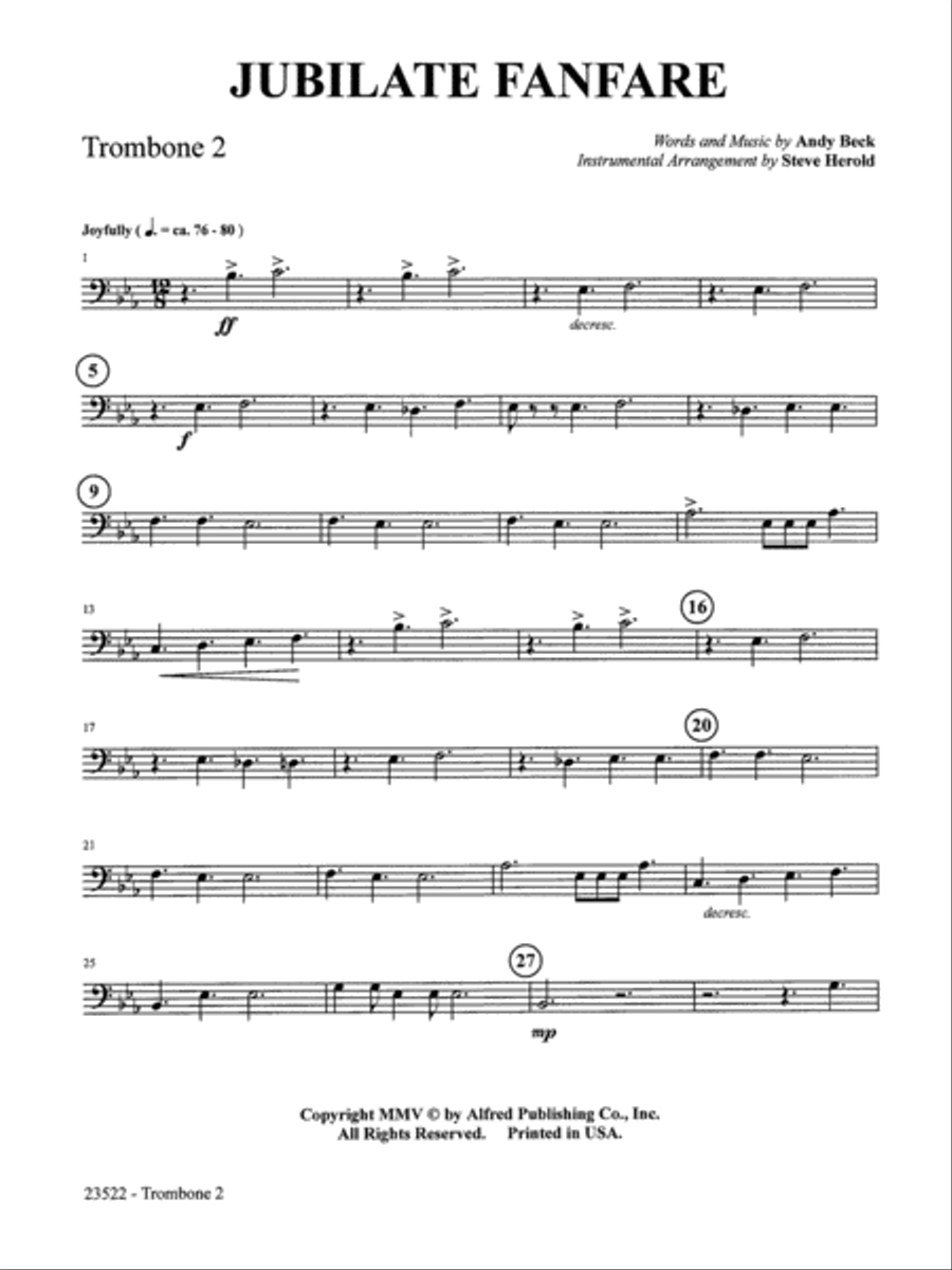 Jubilate Fanfare: 2nd Trombone Trombone scores gallery preview page 1