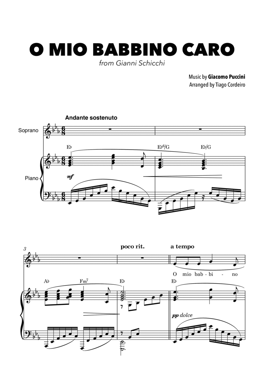 O Mio Babbino Caro Voice scores gallery preview page 1