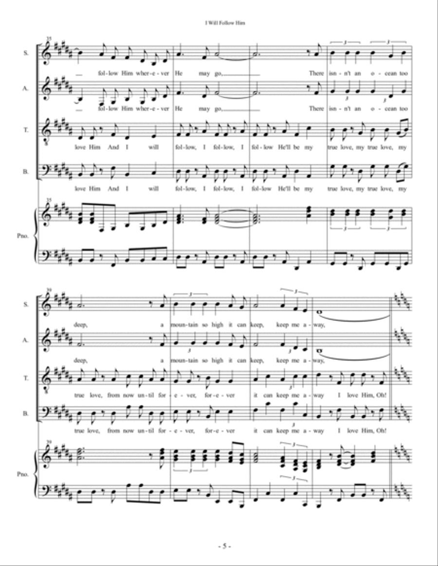 I Will Follow Him (i Will Follow You) 4-Part scores gallery preview page 5