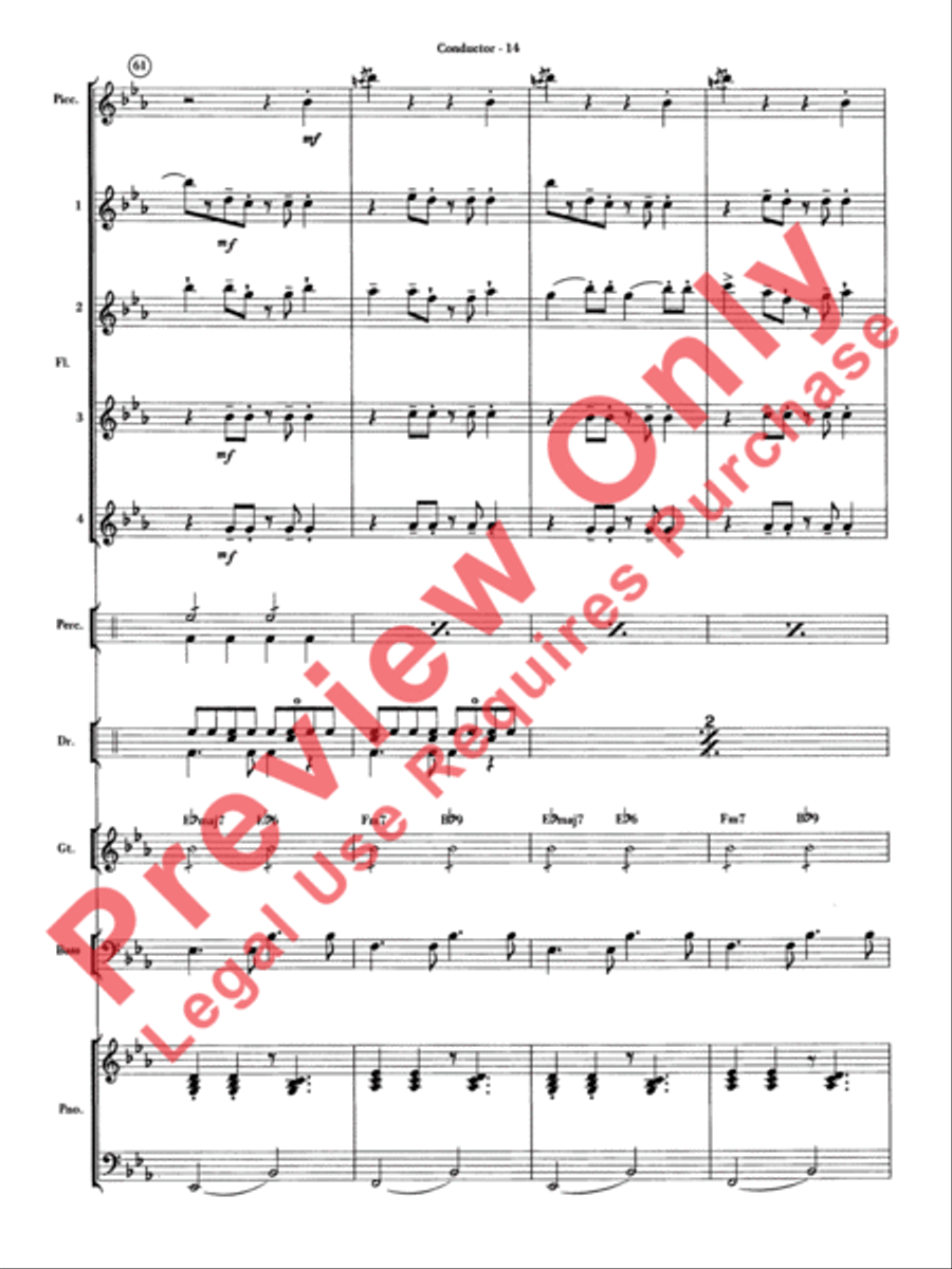 Sleigh Ride Samba Flute Choir scores gallery preview page 15