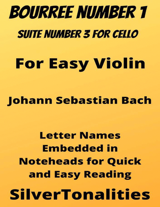 Book cover for Bourree Number 1 Suite No 3 for Easy Violin Sheet Music