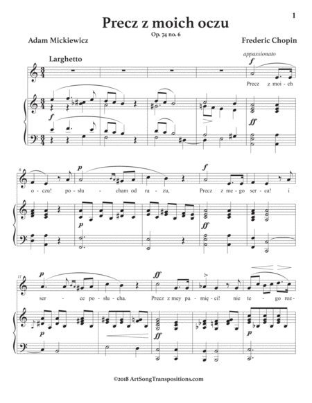 CHOPIN: Precz z moich oczu, Op. 74 no. 6 (transposed to A minor)