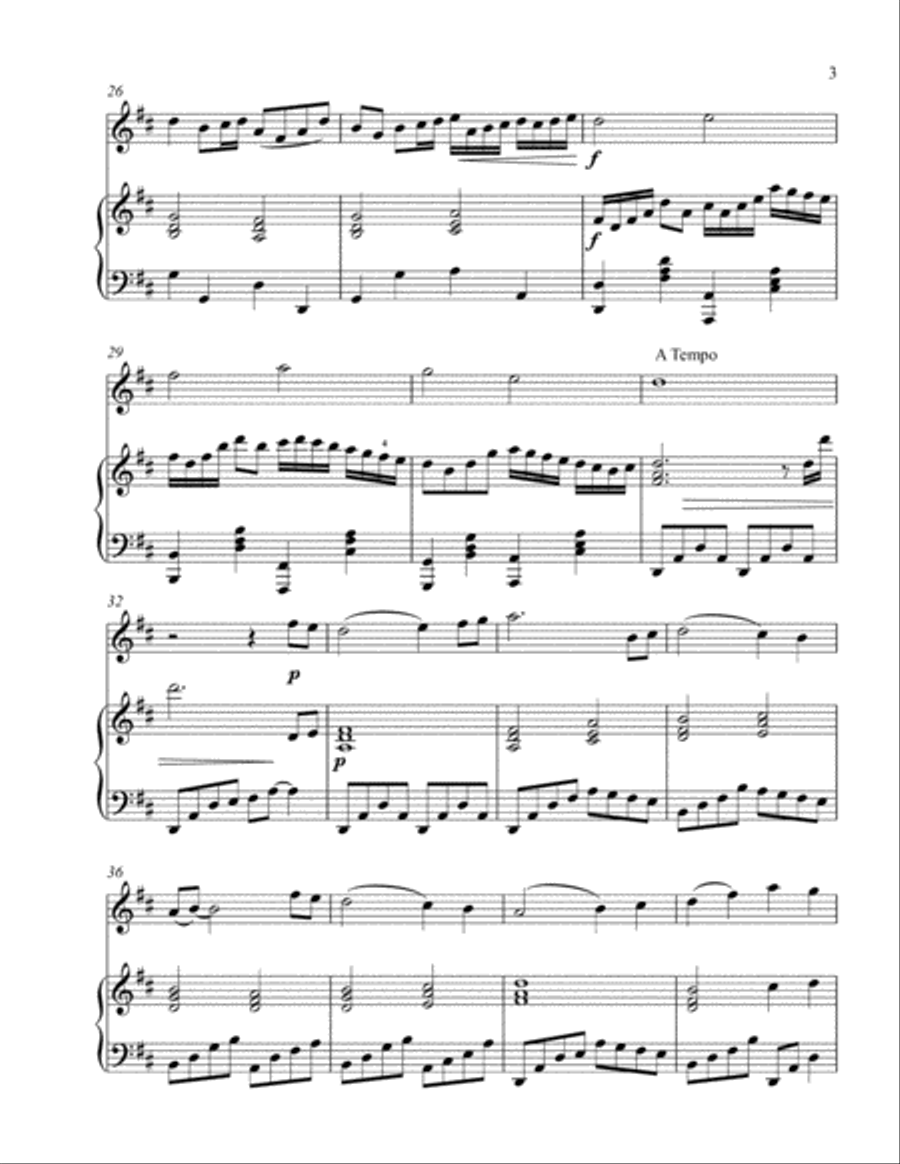 Pachelbel's Noel (treble C instrument solo) Piccolo scores gallery preview page 4