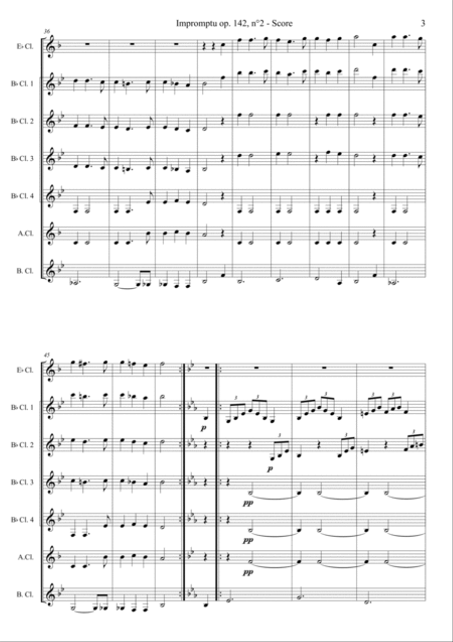 Impromptu op. 142, n° 2 Woodwind Ensemble scores gallery preview page 3