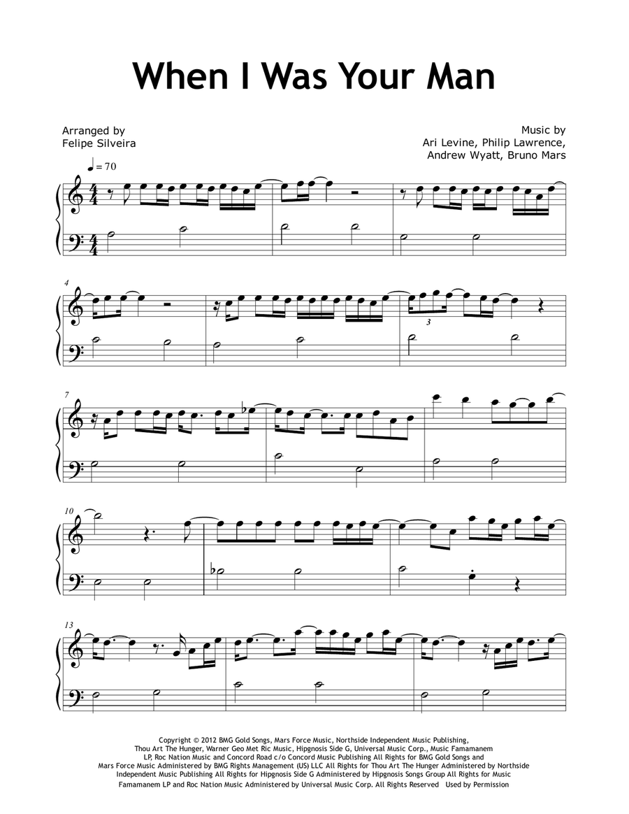 When I Was Your Man Easy Piano scores gallery preview page 1