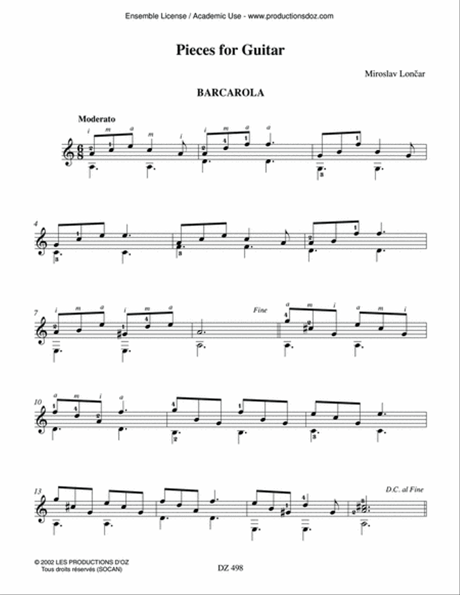 Pieces for Guitar Classical Guitar scores gallery preview page 3